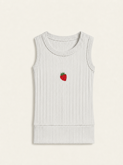 Strawberry Girl Sleeveless top in White