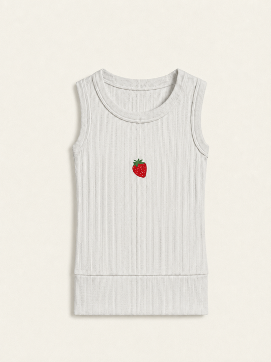 Strawberry Girl Sleeveless top in White