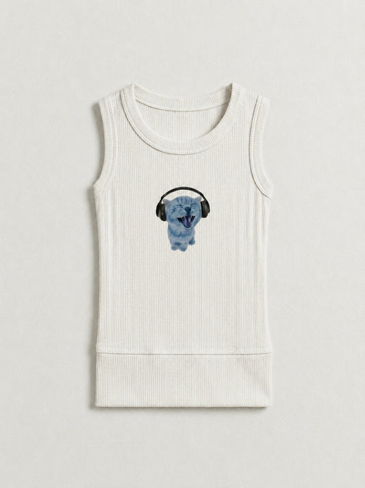 Crazy Catto Sleeveless top in White